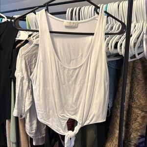 Babaton White Tie-Front Tank Top